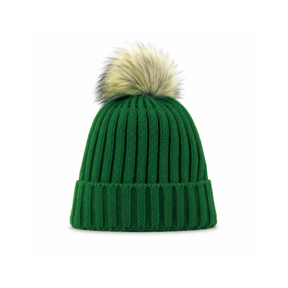 [11595] GORRO DE LANA LISO CON POMPON