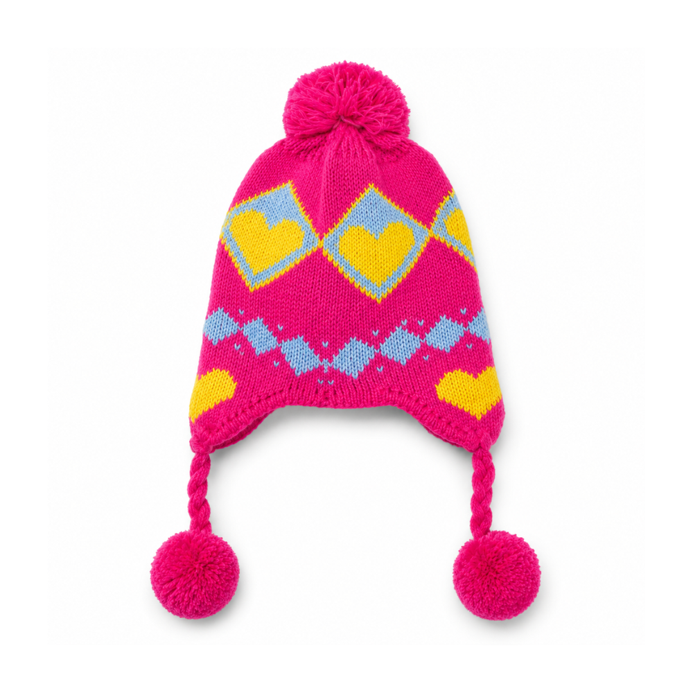 [32407] GORRO COYA INFANTIL DE 2 A 4 AÑOS CORAZONES