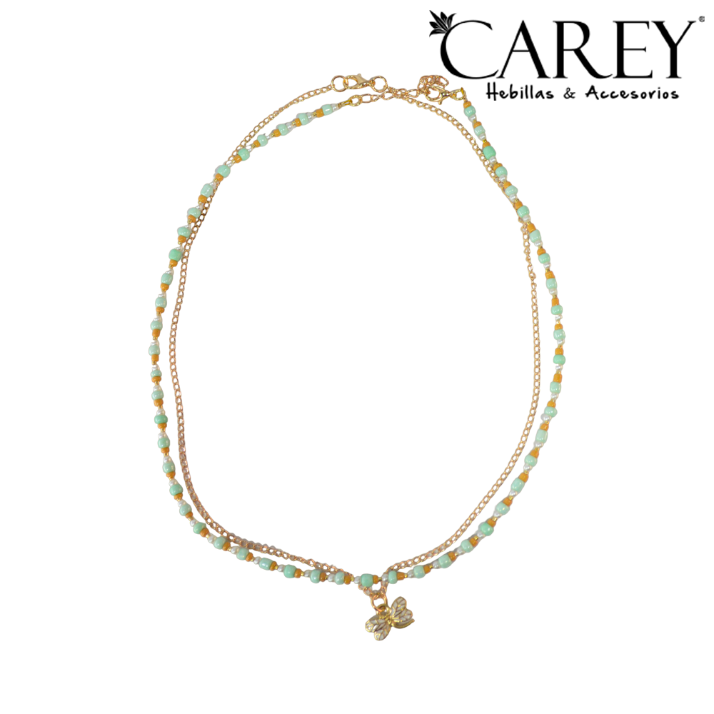 COLLAR DOBLE TIPO CHOKER. DIJE MARIPOSA.