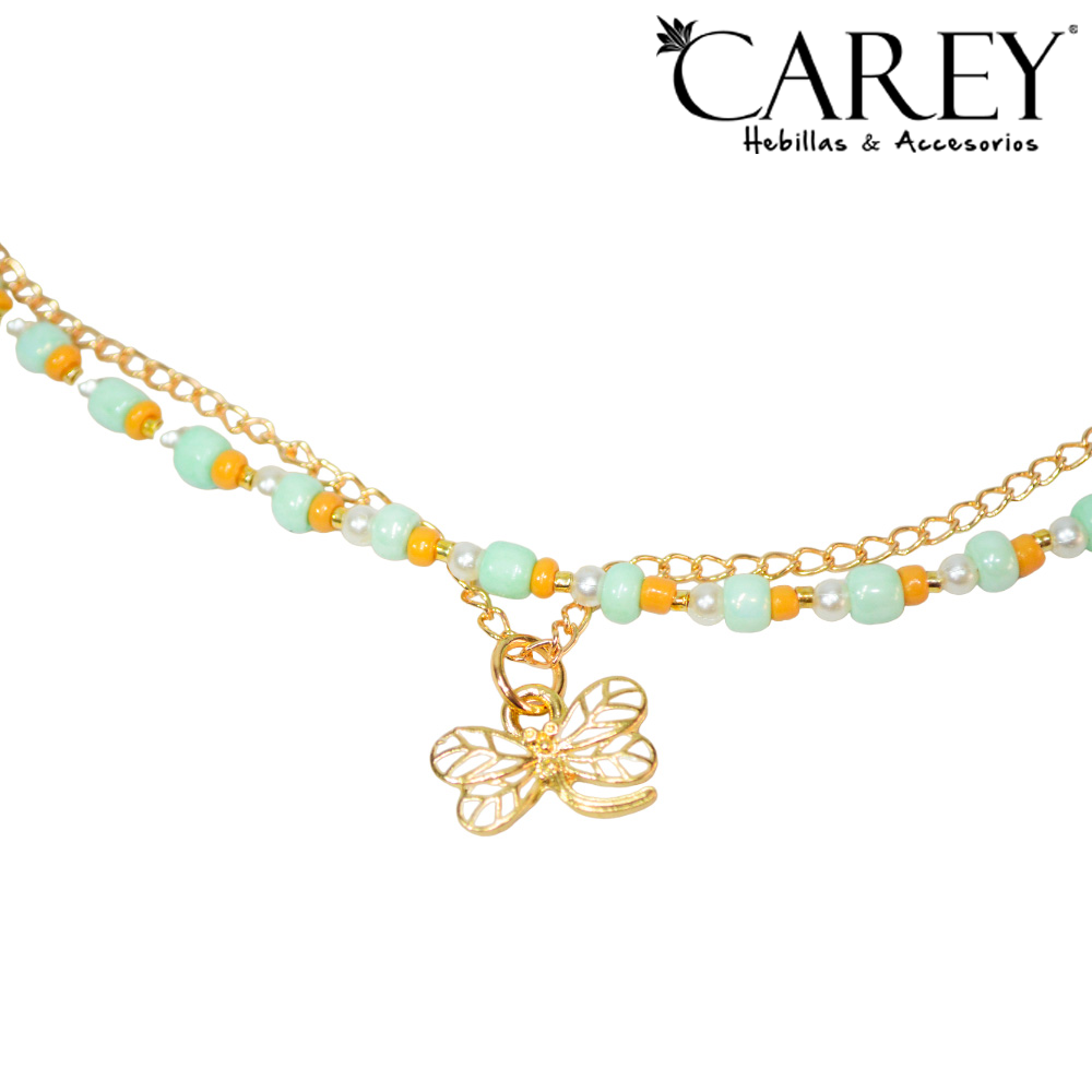 COLLAR DOBLE TIPO CHOKER. DIJE MARIPOSA.