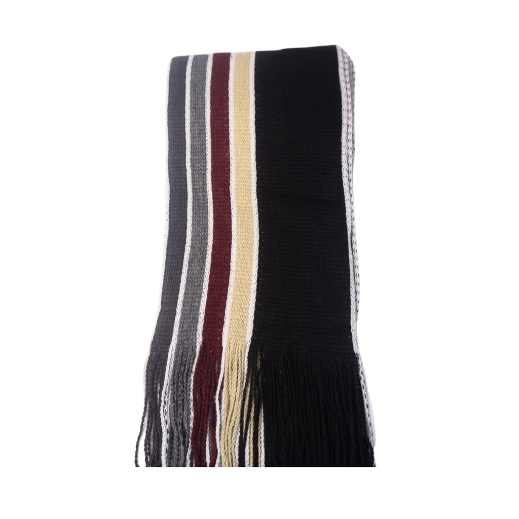 BUFANDA DE HOMBRE LANA RAYAS CON FLECOS 200 X 20 CM