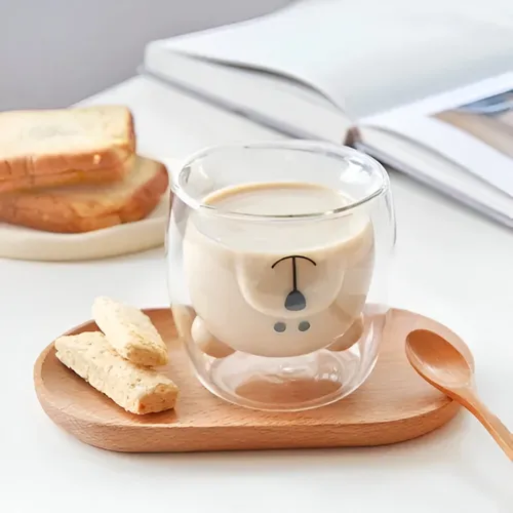 VASO DE VIDRIO DOBLE PARED CAFE OSITO 280ML