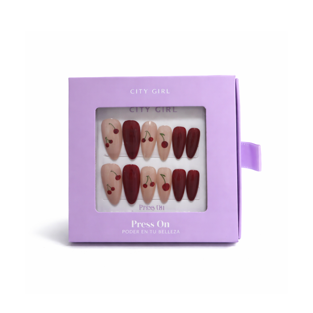 UÑAS PRESS ON ALMENDRA CHERRY