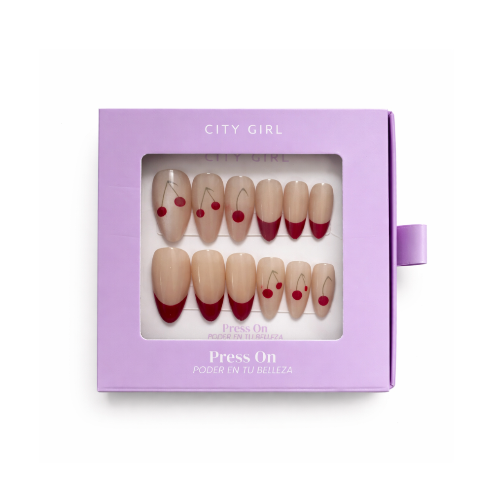 UÑAS PRESS ON ALMENDRA CHERRY