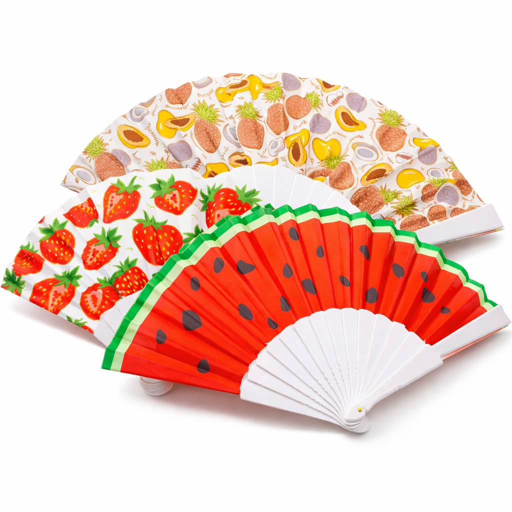 ABANICO TELA ESTAMPA FRUTAL