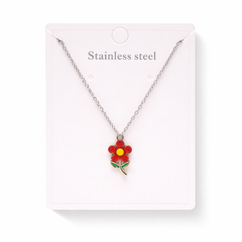 CADENA DIJE FLOR ACERO QUIRURGICO