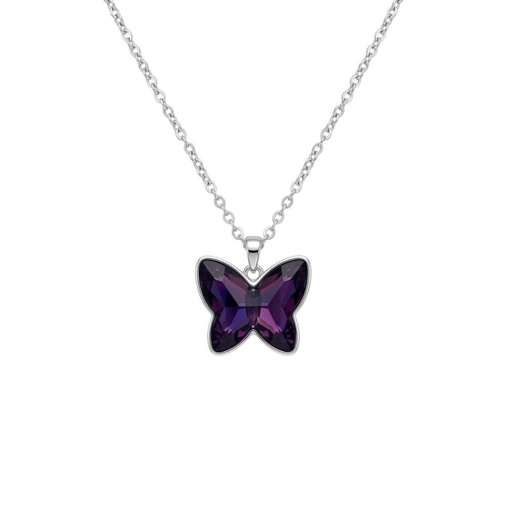 COLLAR ACERO BLANCO CON DIJE MARIPOSA GRANDE