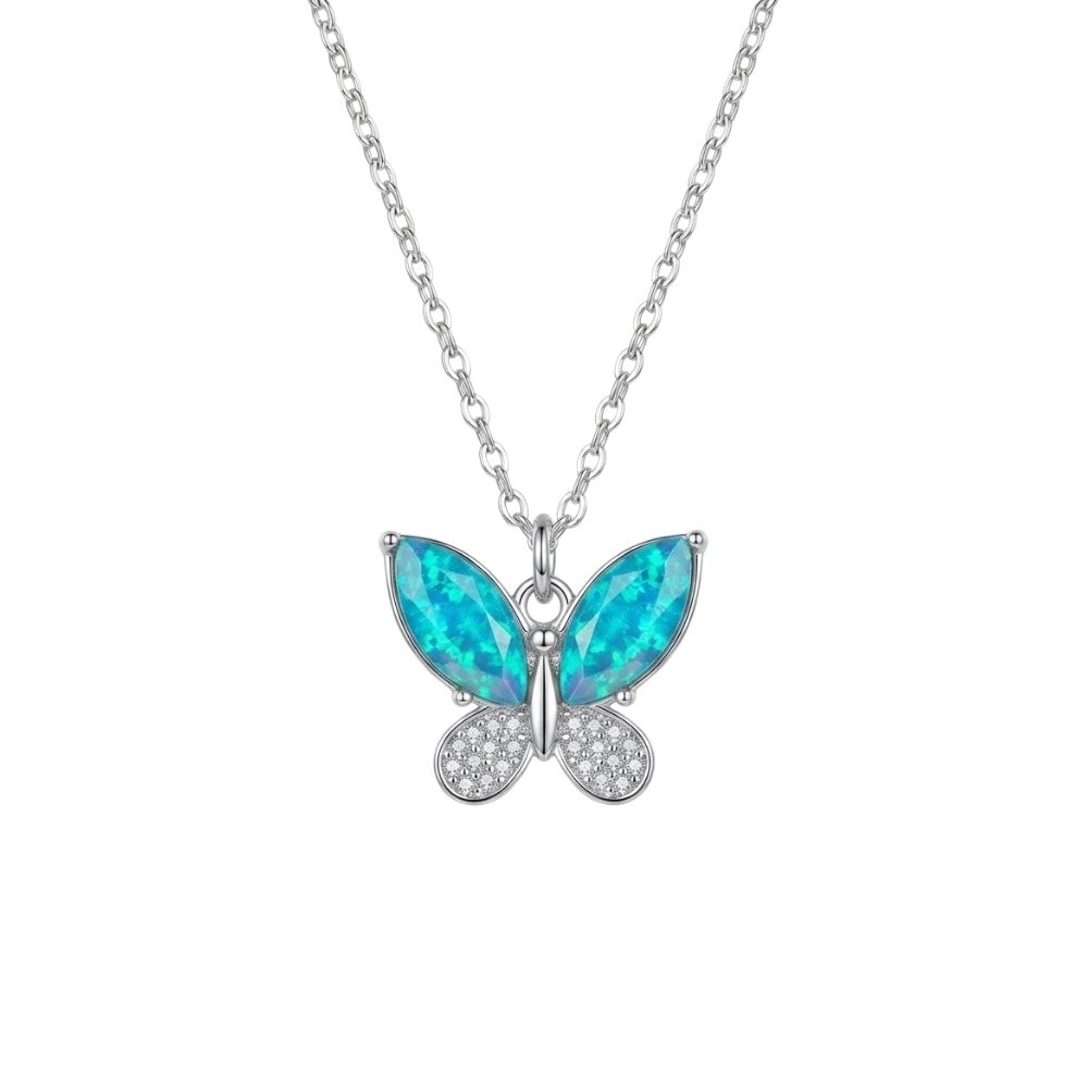 COLLAR ACERO BLANCO CON DIJE MARIPOSA GRANDE