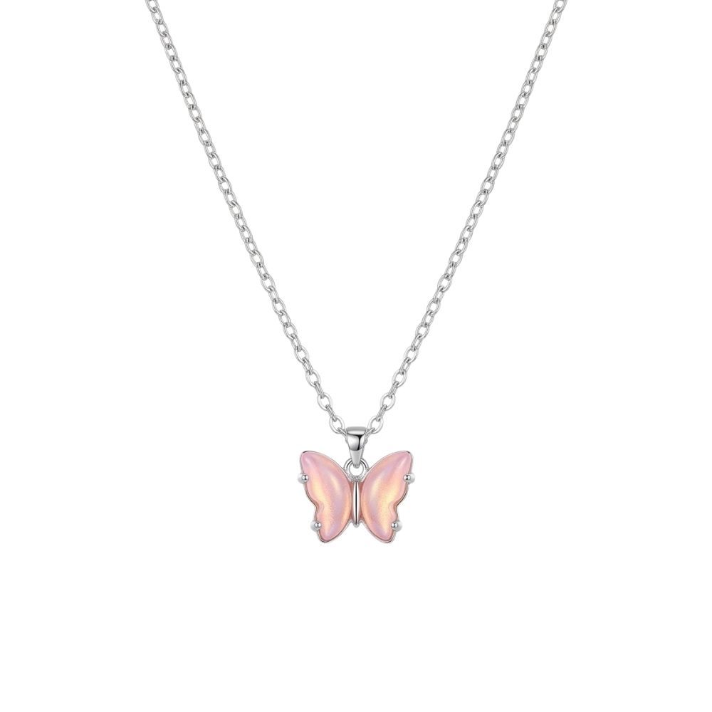 COLLAR ACERO BLANCO CON DIJE MARIPOSA GRANDE
