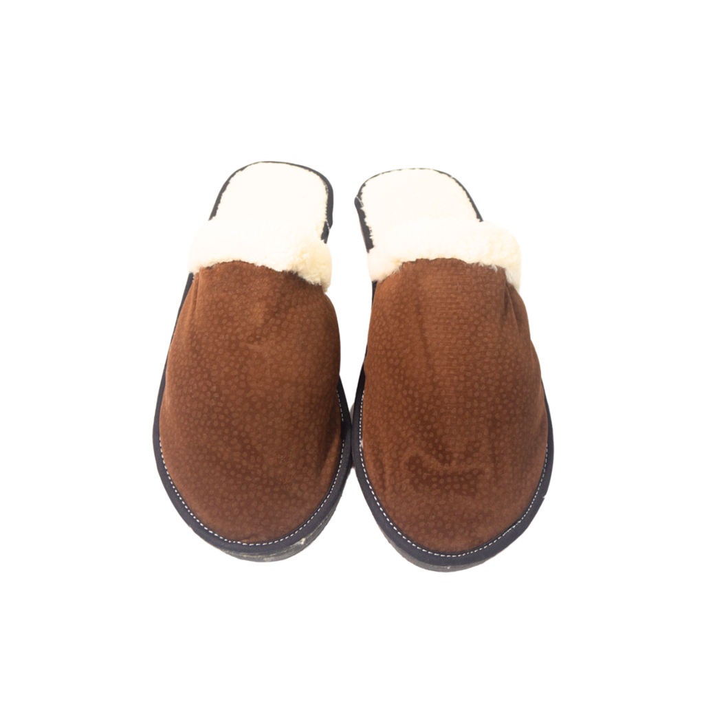 PANTUFLAS DE HOMBRE SIMIL CARPINCHO CON CORDERITO TALLE 43-44
