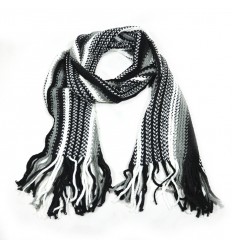 BUFANDA DE LANA HOMBRE CON FLECOS 20CM X 200CM