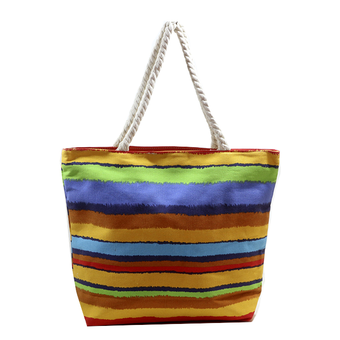 BOLSO PLAYERO A RAYAS MULTICOLOR