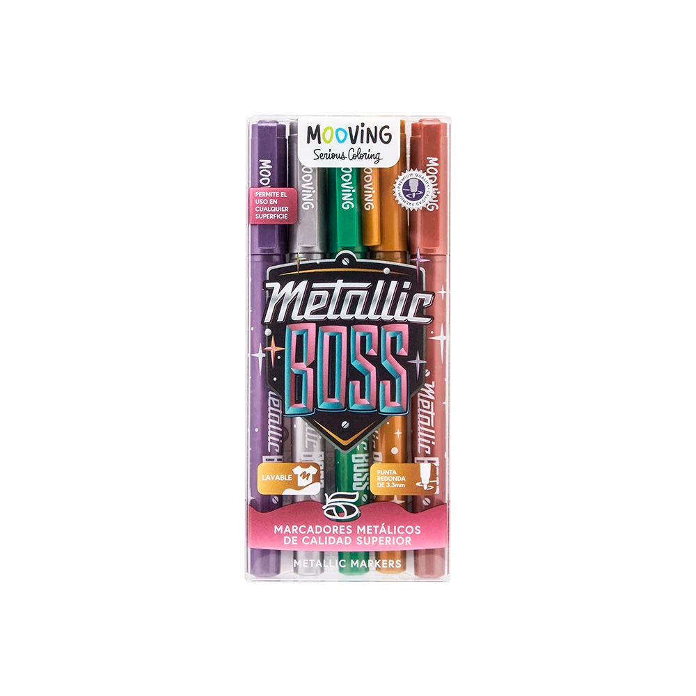 MARCADORES METALICOS X5 COLORES MOOVING