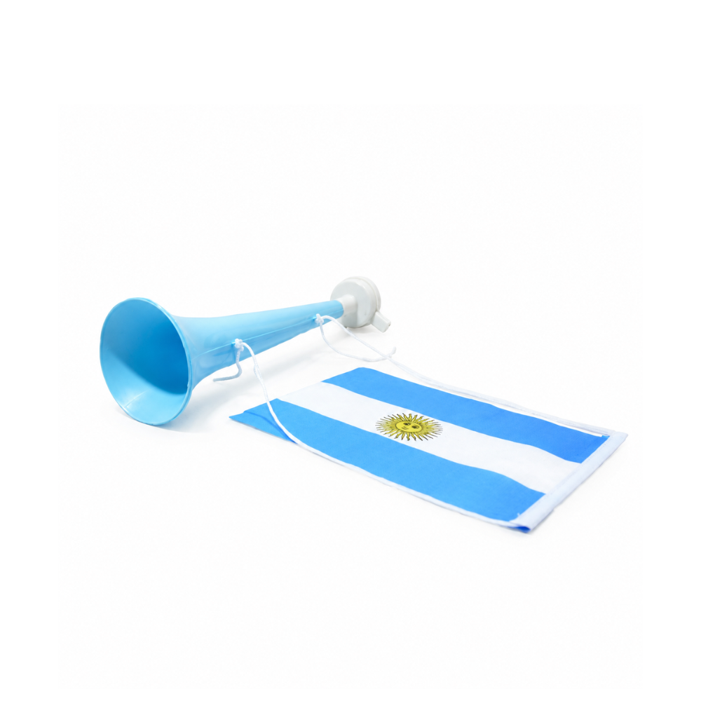 VUVUZELA CELESTE CON BANDERA ARGENTINA