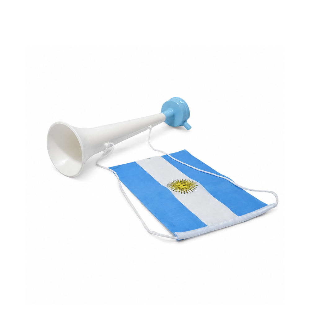 VUVUZELA BLANCA CON BANDERA ARGENTINA