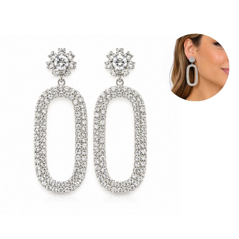 AROS CON STRASS FORMA OVALADA