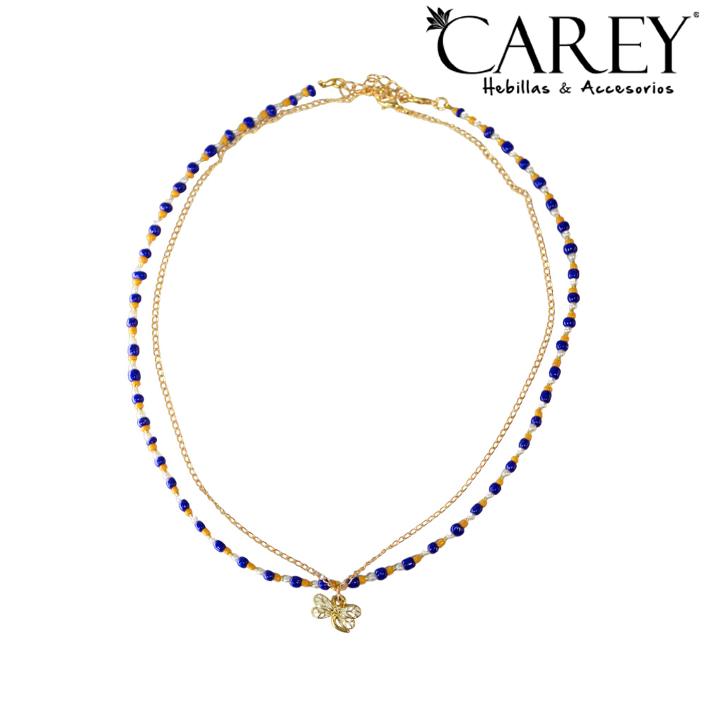 COLLAR DOBLE TIPO CHOKER DIJE MARIPOSA.