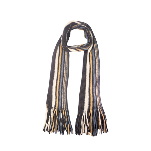 BUFANDA DE LANA RAYADA CON FLECOS 25CM X 190