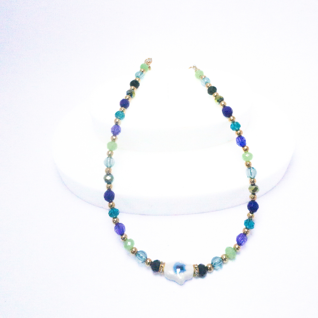 COLLAR CUENTAS DE COLORES Y DIJE