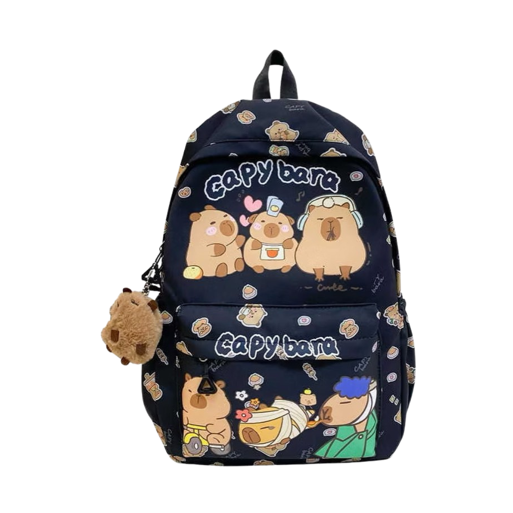 MOCHILA 16" ESTAMPA Y LLAVERO CAPIBARA