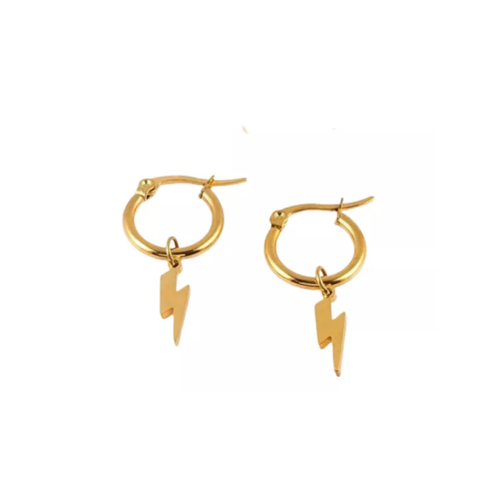 AROS DE ACERO QUIRURGICO DORADO FORMA DE RAYO