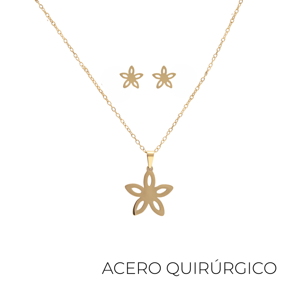 SET COLLAR + AROS FLOR ACERO QUIRURGICO