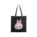 TOTE BAG NEGRA ESTAMPADA LABUBU STITCH