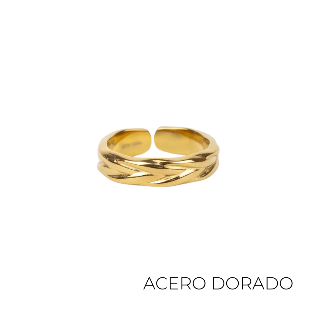ANILLO REGULABLE ACERO DORADO