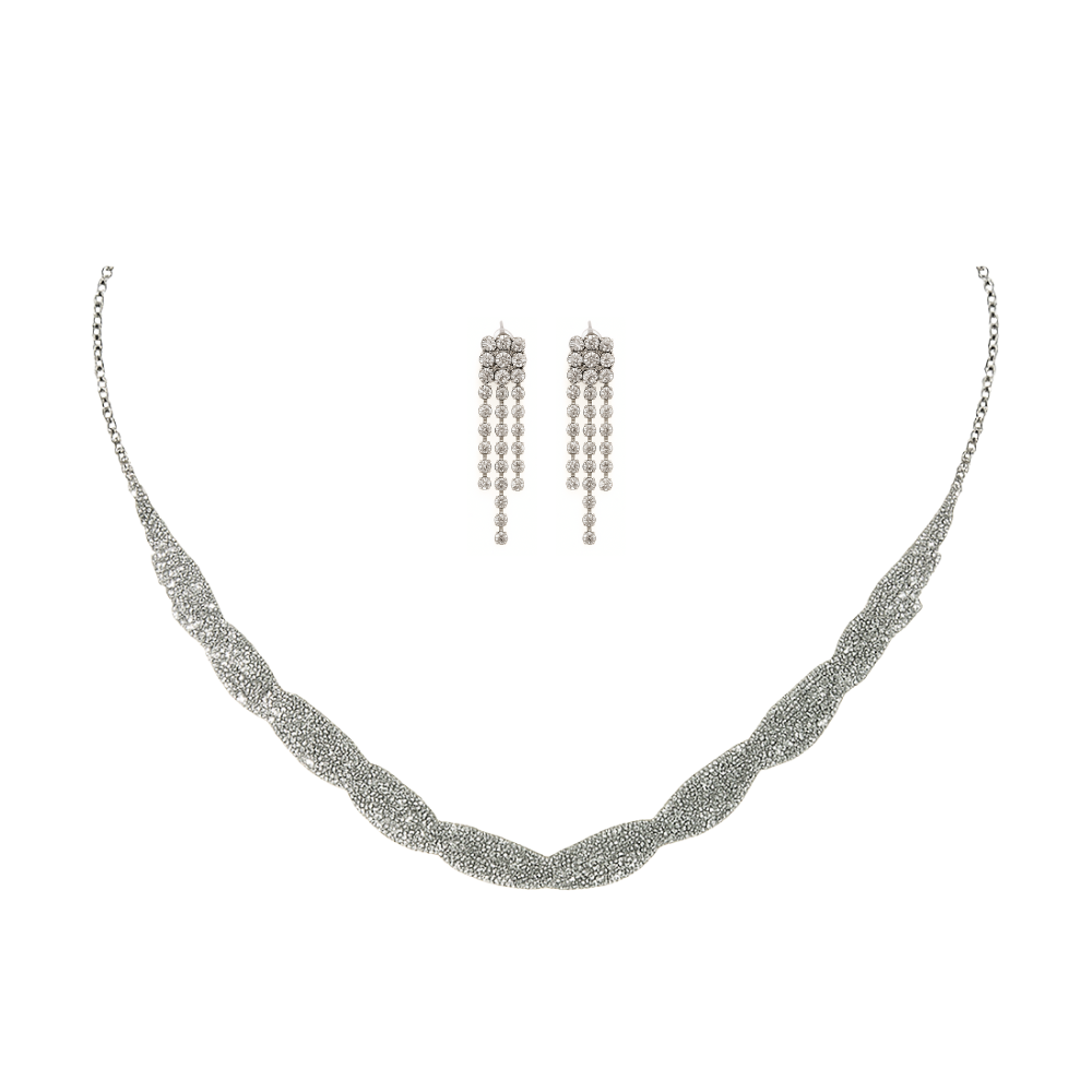 SET STRASS COLLAR TRENZADO + AROS