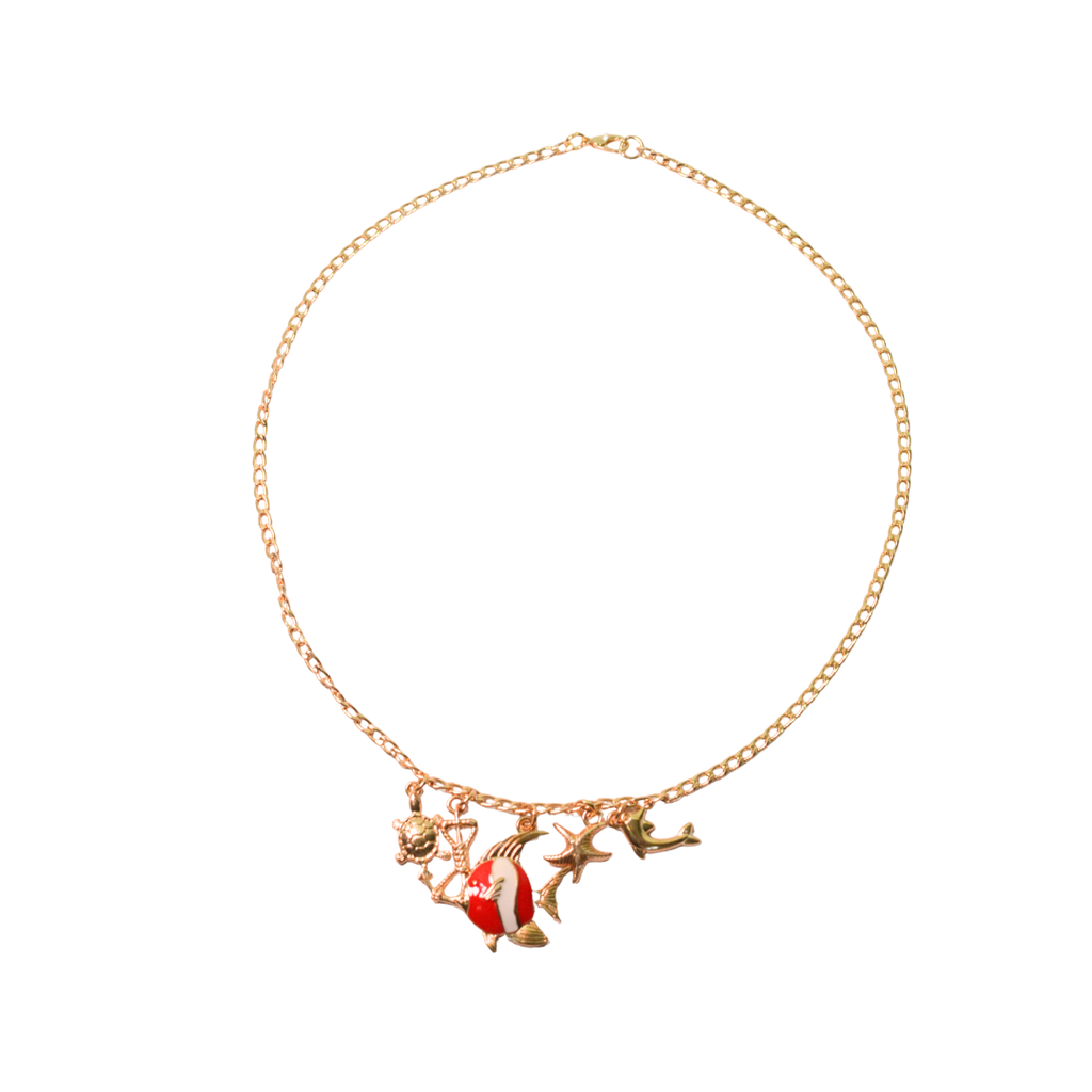 COLLAR DORADO CON DIJES DE MAR