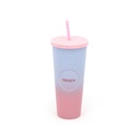 VASO BICOLOR CON TAPA Y SORBETE
