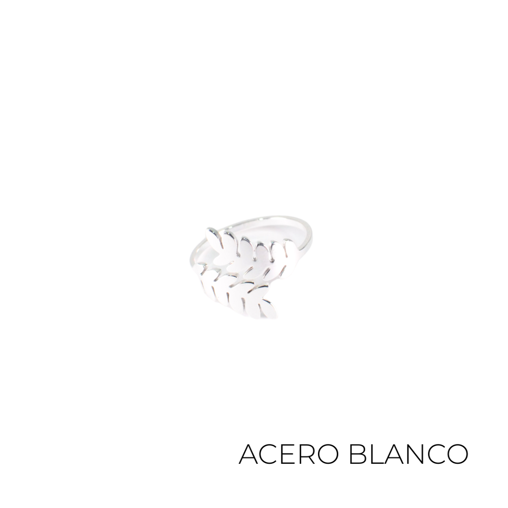ANILLO ACERO BLANCO MIL HOJAS