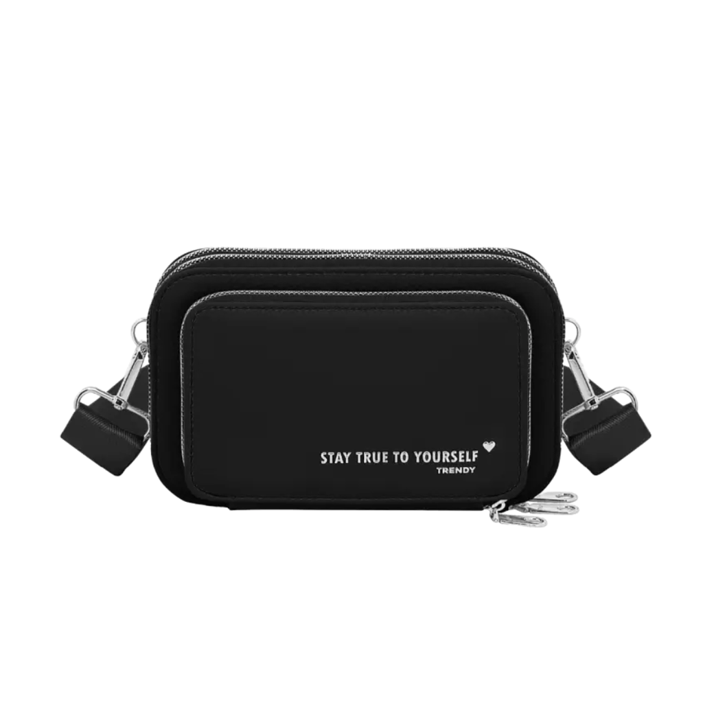 MORRAL BANDOLERA CON APLIQUE FRONTAL TRENDY