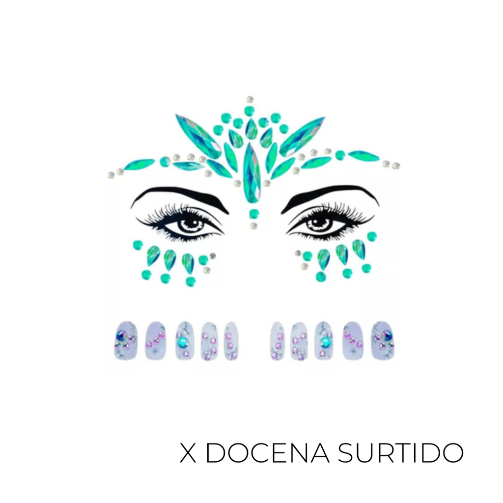 STRASS DE COLORES PARA EL ROSTRO X12