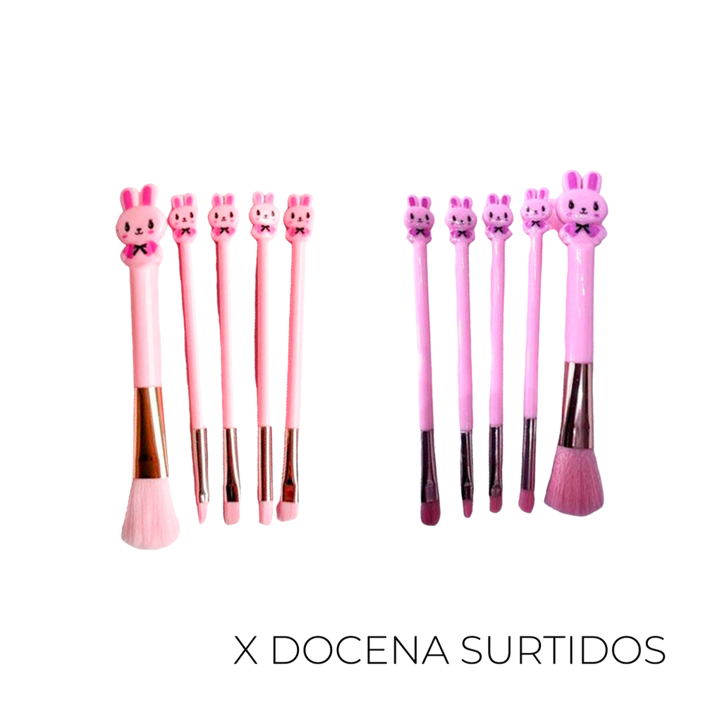 SET DE BROCHA DE MAQUILLAJE CONEJO X12