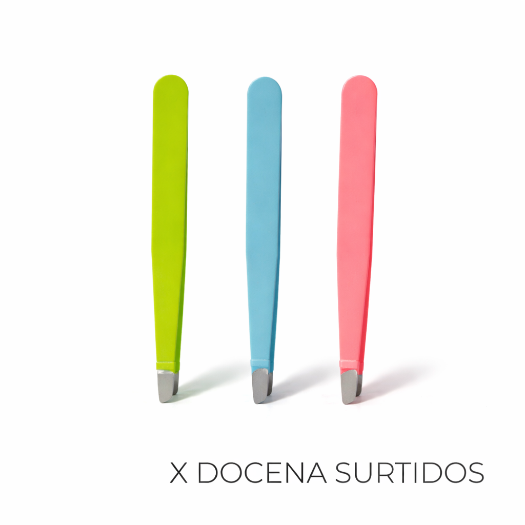 PINZA PARA DEPILAR CEJAS COLOR LISO X12