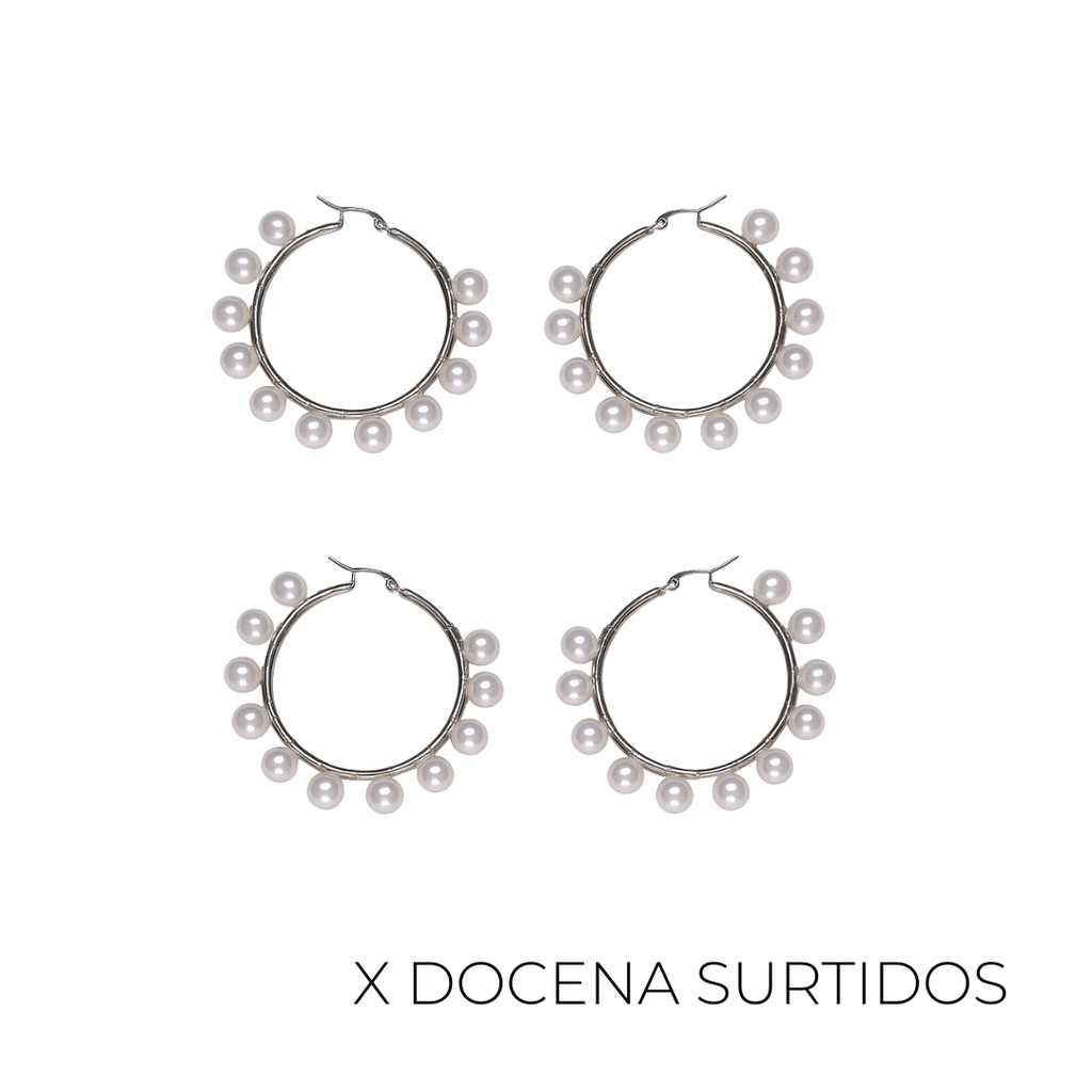 AROS ARGOLLA PERLAS BLANCAS 40MM X12