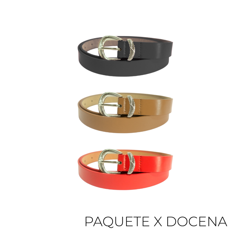 CINTO COLOR LISO HEBILLA TRENZADA X12