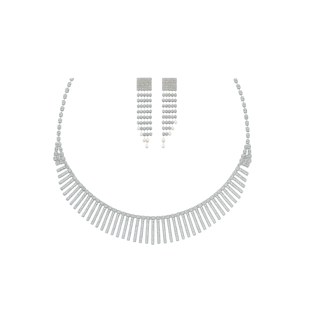 SET COLLAR + AROS STRASS COLGANTE
