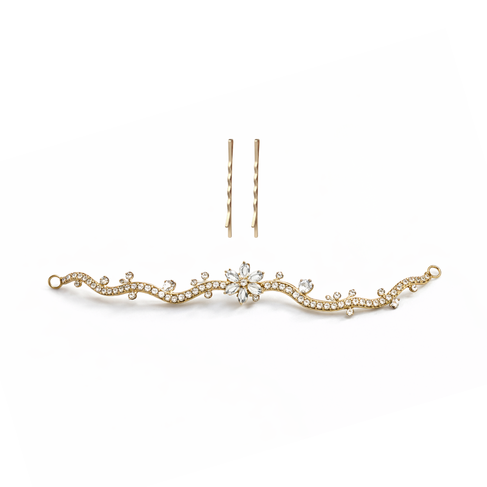 TOCADO STRASS CON FLOR PARA PEINADO