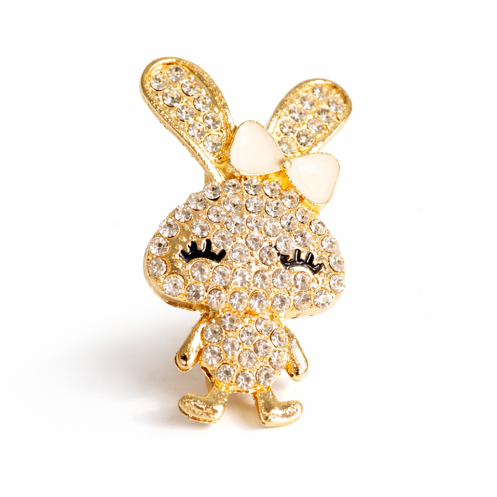 PRENDEDOR PIN CON STRASS DE CONEJO