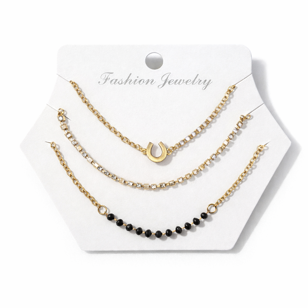 SET COLLAR X3 CADENA MEDIA Y STRASS