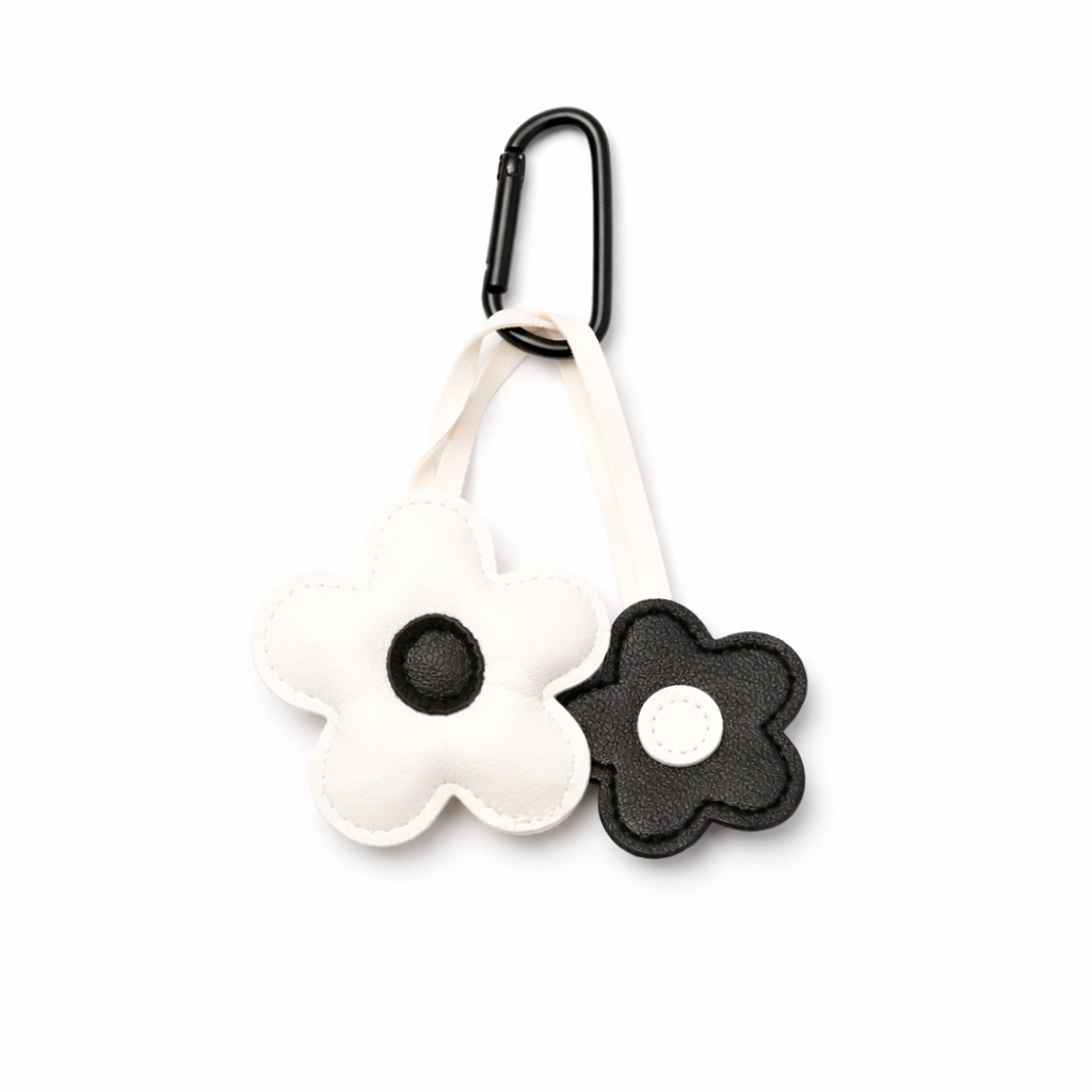 LLAVERO CHARM DOBLE FLOR BICOLOR
