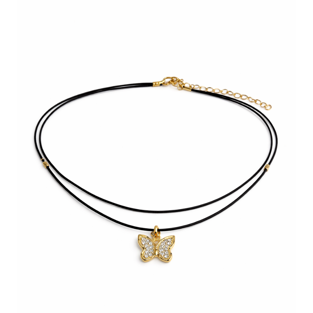 COLLAR FINO CON DIJE STRASS PEQUEÑO