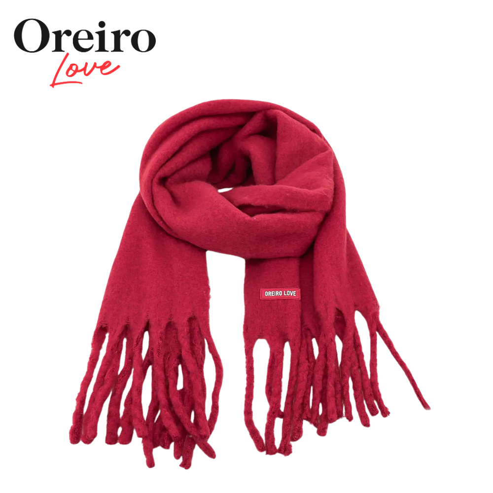 BUFANDA CON FLECOS LISO OREIRO LOVE