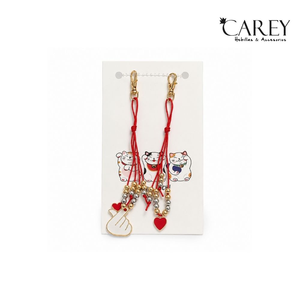 LLAVERO DUO HILO ROJO APLIQUE CAREY