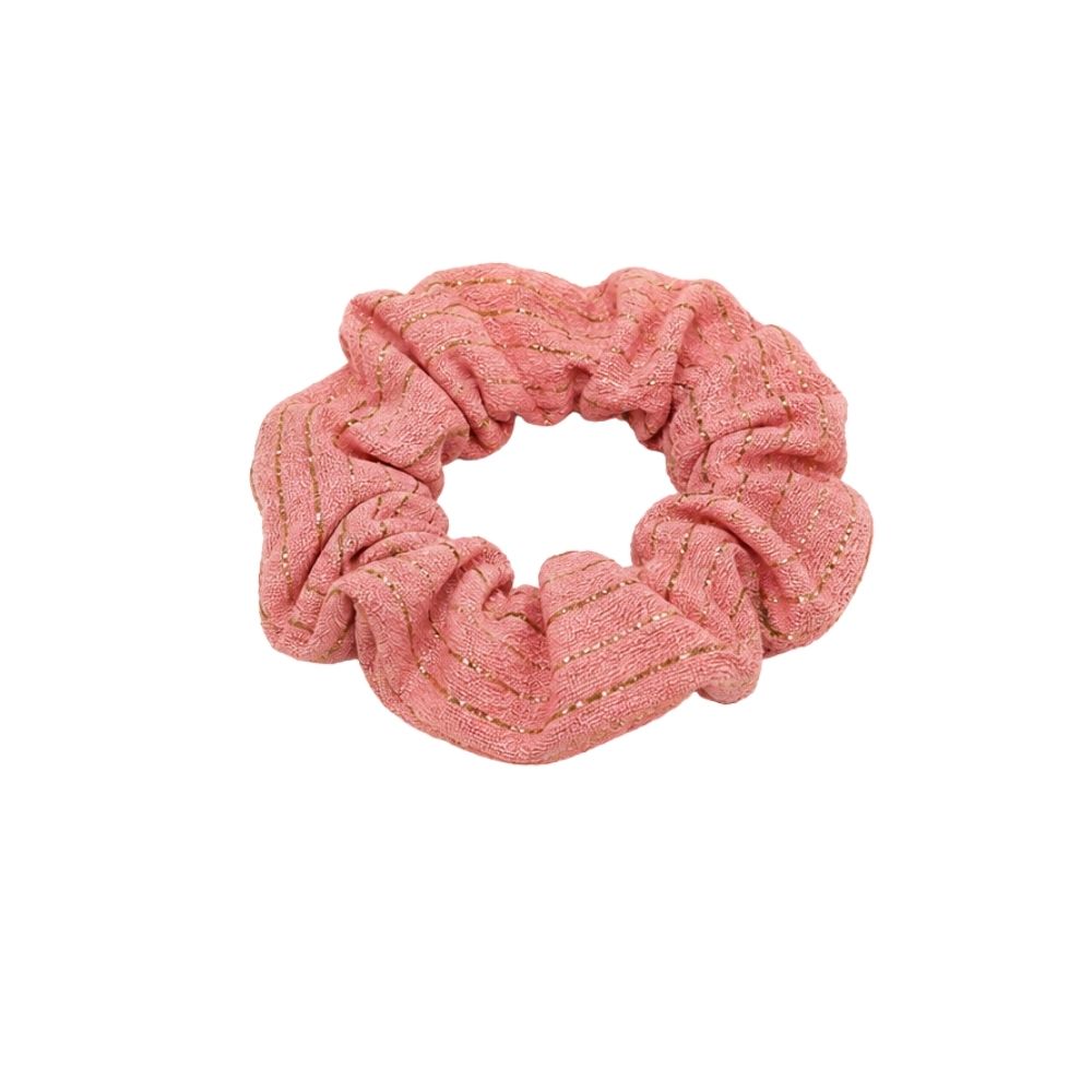 COLITA SCRUNCHIE TEXTIL DISEÑO DESTELLOS DORADOS