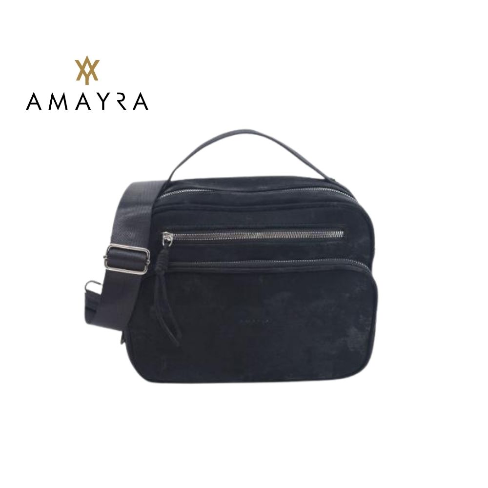 BANDOLERA NEGRA MULTIBOLSILLO CON MANJA REFORZADA AMAYRA