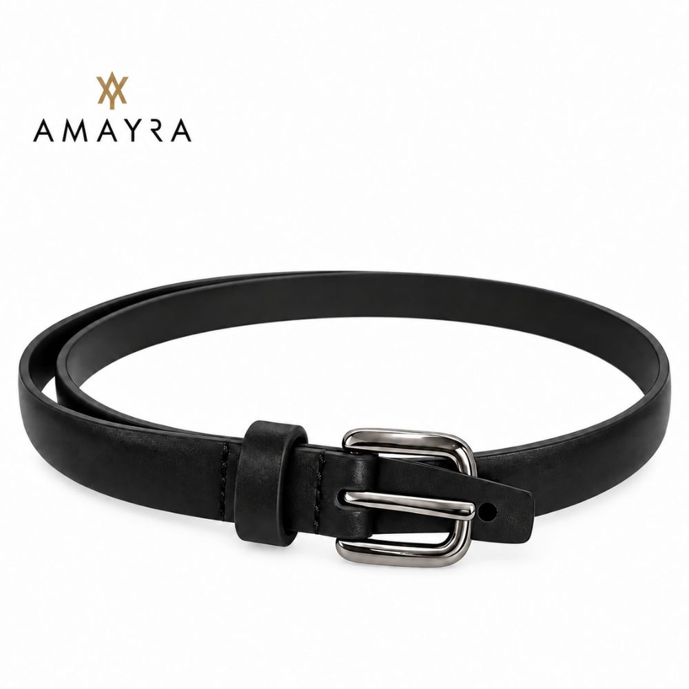 CINTURON LISO HEBILLA PLATEADA AMAYRA