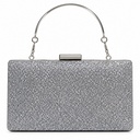 CARTERA CLUTCH DE FIESTA PLATEADA CON GLITTER Y ASA METÁLICA